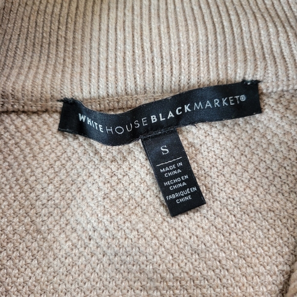 WHBM | Oversized Tan/Beige Short Sleeve Long Zip Up Cardigan (SIZE S) - Picture 4 of 12